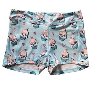 WodBottom Light Blue Skull Cupcake Lifting Shorts XXL